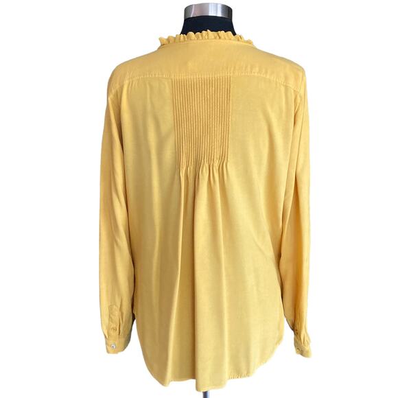 Sundance Yellow Pinktuck Ruffle Button Front Top Size Small Boho Prairie Flirty - Picture 3 of 8
